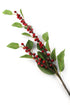 Artificial 80cm Single Stem Red Spicebush Berry Spray